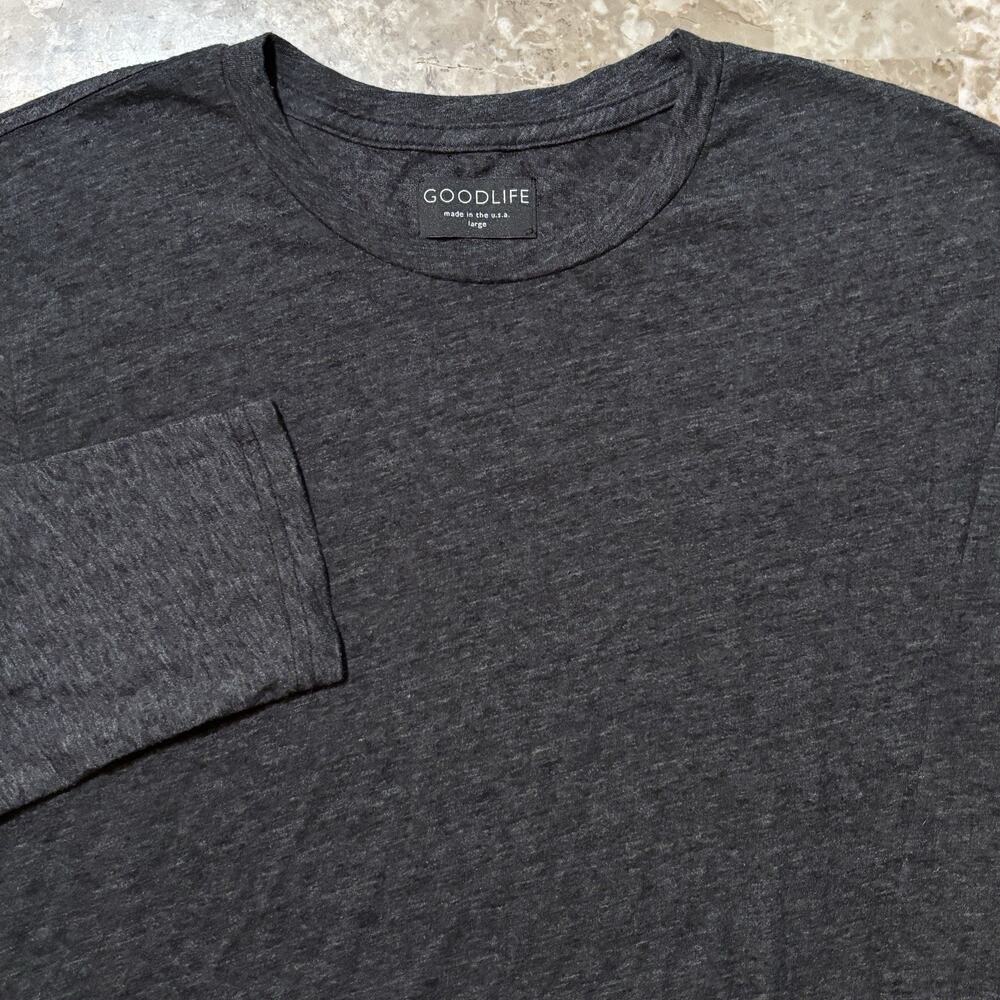Goodlife Shirt Mens Large Grey Long Sleeve Tri Blend Crew Neck Made In USA